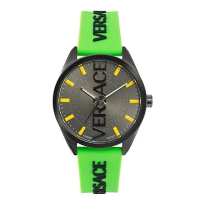 Image of Versace V vertical Mens Green Watch VE3H00923 Silicone One Size