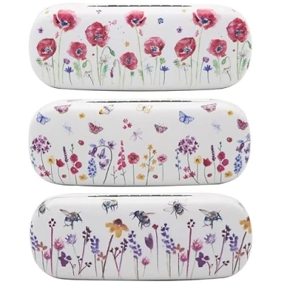 Image of The Leonardo Collection Floral Hard Glasses Case Watercolour Meadow and Wildlife Designs Wildflower Reading Accessory ASSORTED DESIGNS, One Chosen at Random