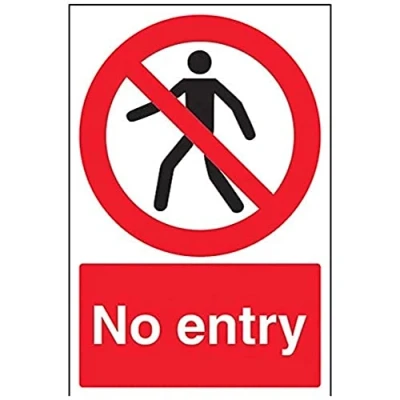 Image of V Safety 52016AU R No Entry Pedestrian Prohibition Sign Portrait 200mm x 300mm 1mm Rigid Plastic, Black/Red