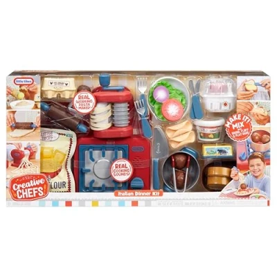 Image of Little Tikes Creative Chefs Italian Restaurant Kit Comes with Make It Mix and 33 Realistic Accessories, Pretend Play Cooking Set, NOT EDIBLE, Suitable for Boys Girls Ages 3+ Years