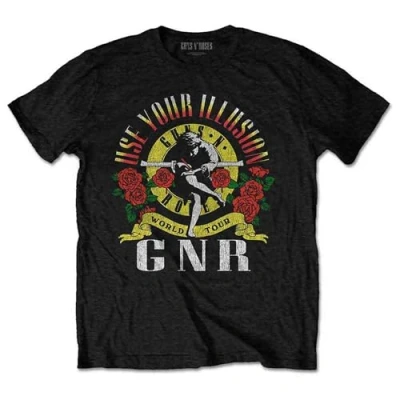 Image of Guns N Roses T Shirt Use Your Illusion World Tour Official Mens Black Medium