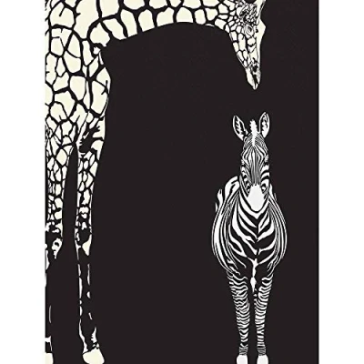 Image of Wee Blue Coo Painting Illustration Abstract Zebra Giraffe Zoo Art Print Poster Wall Decor 12X16 Inch