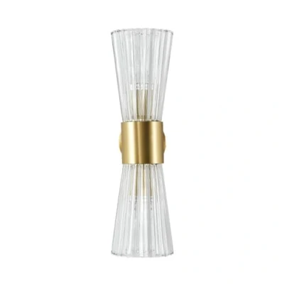 Image of NICRX 400mm Brass Gold Crystal Wall Sconce Light Glass &amp; Base Lamp Mount