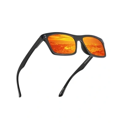 Image of JM Polarized Sunglasses for Men Women Lightweight Frame Retro Sun Glasses UV400 Protection Driving Fishing Cycling Orange