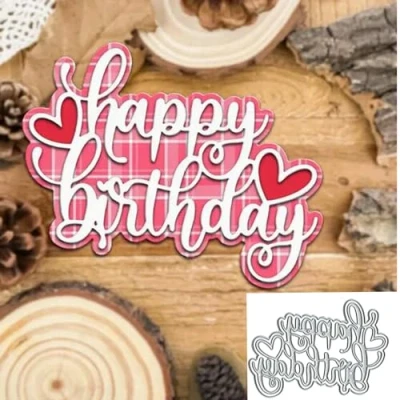 Image of Happy Birthday Words Metal Die Cuts,Christmas Party Letter Cutting Dies Cut Stencils DIY Scrapbooking Decorative Embossing Paper Card Making
