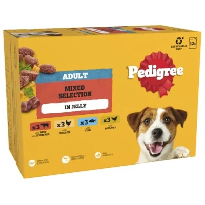 Image of PEDIGREE Adult Dog Food Pouches Mixed Selection in Jelly 4 x 12 100 g