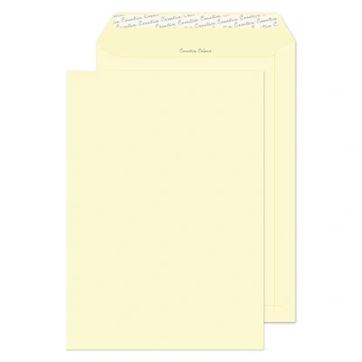 Image of Blake Creative Colour C4 229 x 324 mm 120 gsm Peel &amp; Seal Pocket Envelopes (63954) Vanilla Ice Cream Pack of 10