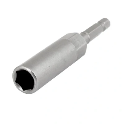 Image of uxcell 10mm Socket 1/4 inch Hex Shank 80mm Length Nut Drivers Adapter Drill Bit Gray