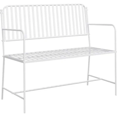 Image of vidaXL Bench White Metal 103.5 x 51.5 90 cm Durable Outdoor