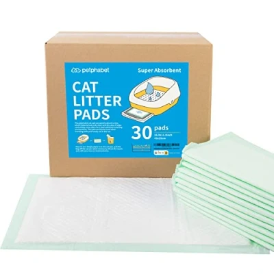 Image of petphabet Cat Litter Box Pads kitten training 16.9 x 11.4 30 Count