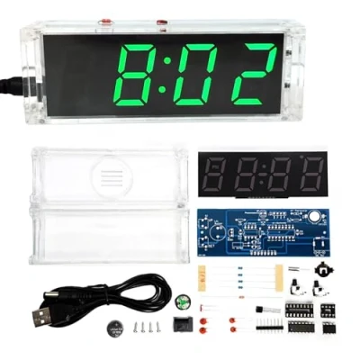 Image of Gikfun 4 Digit LED Electronic Alarm Clock DIY Kits with Acrylic Shell Soldering Practice Learning Project EK1985