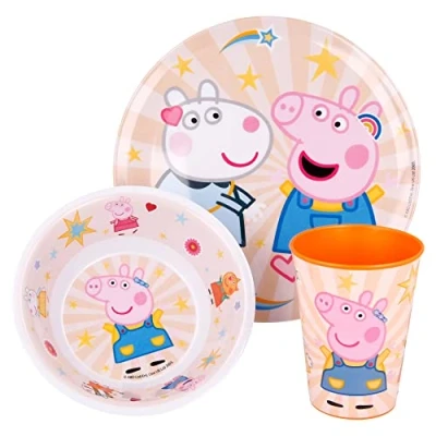 Image of Stor 8412497412594Melamine Dinnerware 3 Piece Set Without Border, Peppa Pig Kindness Counts