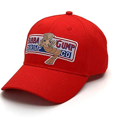 Image of AMOYER Adjustable Baseball Cap Bubba Gump Shrimp Embroidered Snapback Hats Sports Sun Hat (Red)