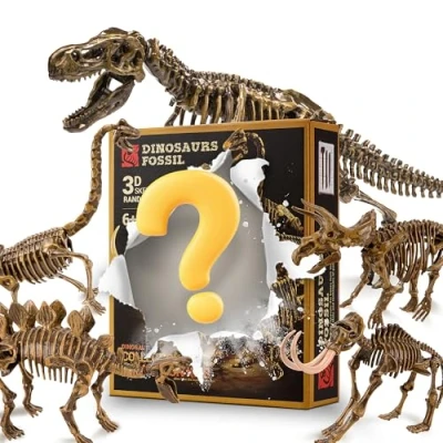 Image of MUSCCCM Dinosaur Dig Kit, Fossil Digging Toys for Boys, DIY Educational Dinosaurs 4 5 6 7 8 Year Old Boy Birthday (Mysterious Random Dinosaur)