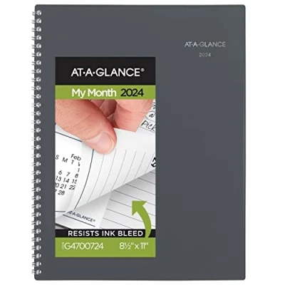 Image of AT A GLANCE 2024 Monthly Planner, DayMinder, 8 1/2&quot; x 11&quot;, Large, Gray (GC4700724)