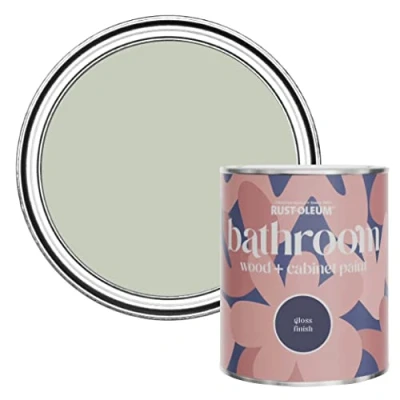 Image of Rust Oleum Green Moisture Resistant Bathroom Wood and Cabinet Paint in Gloss Finish Aloe 750ml