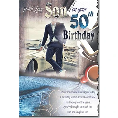 Image of With Love Son On Your 50th Birthday Card Lovely Verse