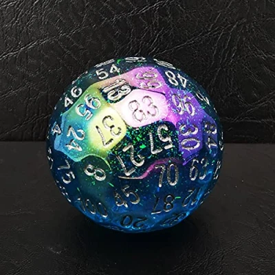 Image of Bescon Dazzling Blue 100 Sided Dice, Polyhedral Solid Sides Dice 45MM in Diameter (1.8inch), Game D100