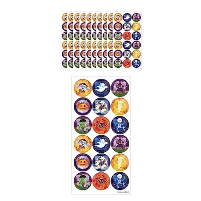 Image of HENBRANDT Large Halloween Stickers 180 Assorted Trick or Treat Teachers School Reward Arts and Crafts for Kids Party Bag Favours Loot Fillers Boys Girls