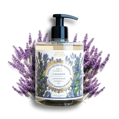 Image of Panier des Sens Liquid Hand Soap Lavender Soothing Wash Savon de Marseille Made in France Organic 97% Natural Ingredients Vegan 500ml