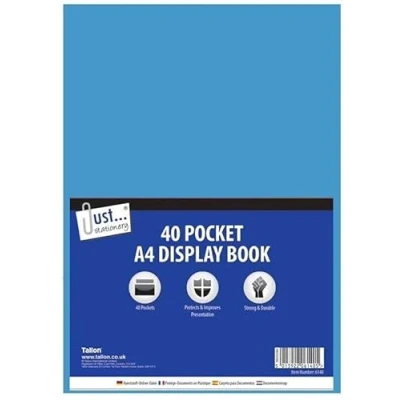 Image of A4 Display Book 40 POCKETS/80 Sides DOCUMENTS Folder Presentation File Portfolio (Blue)
