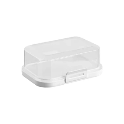 Image of 1 x high quality stackable butter dish with closure, plastic box box, perfect order in the fridge, BPA free, multi purpose, beige