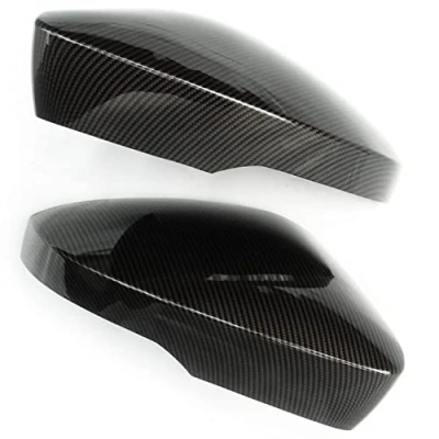 Image of UNDERGROUND PARTS Gloss Carbon Fibre Effect Black Door Wing Mirror Covers Caps Pair for Skoda Octavia mk3 2013 2019