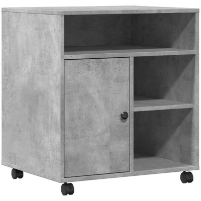 Image of vidaXL Printer Stand with Wheels Concrete Grey 60x50x67 cm