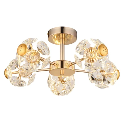 Image of Floriella Ceiling Light Gold Colors Crystals Clear Glass Shade LED 3000K