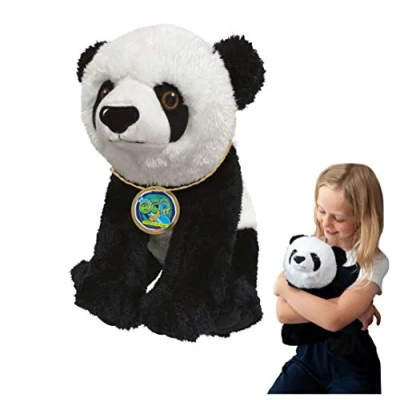 Image of EcoBuddiez Panda from Deluxebase. Large 30cm Soft Plush Animals made Recycled Plastic Bottles. Eco Friendly Cuddly Gift for Kids and Cute Stuffed Animal Toy Toddlers.