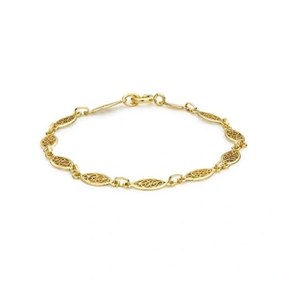 Image of Carissima Gold Women&#039;s 9 ct Yellow Filigree Oval Bracelet of Length 18 cm/7 inch