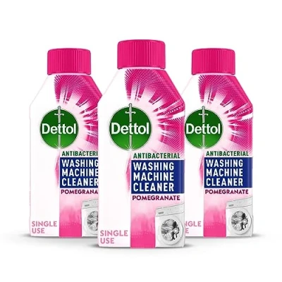Image of Dettol Antibacterial Washing Machine Cleaner, Pomegranate, Multipack of 3 X 250ml, Total 750ml, Deep Clean, Limescale Remover, Removes Odours, Antibacterial, Disinfectant, Laundry