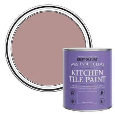 Image of Rust Oleum Pink water resistant Kitchen Tile Paint in Gloss Finish Heartfelt 750ml