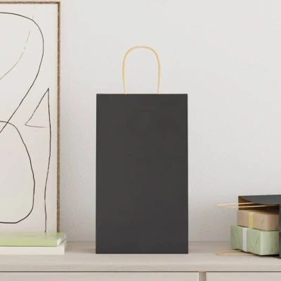 Image of vidaXL Paper Bags 50 pcs with Handles Black 21x11x36 cm
