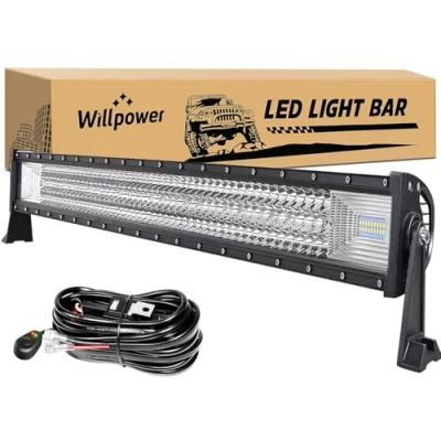 Image of Willpower Triple Row Led Light Bar 42 Inch 540W Super Bright Off road Work Spot Flood Combo Driving Lights with Wiring Harness Kit for Car Tractor Truck ATV SUV Boat