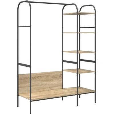 Image of vidaXL Clothes Rack with Shelves Sonoma Oak 120x44x160 cm Engineered Wood