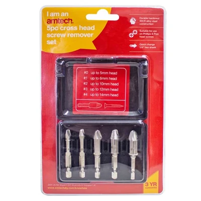 Image of Amtech S0905 5 Piece Cross Head Screw Remover Set