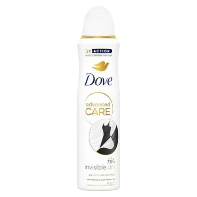 Image of Dove Advanced Care Invisible Dry with Triple Moisturising technology Anti perspirant Deodorant Spray aerosol for 72 hours of protection 150 ml