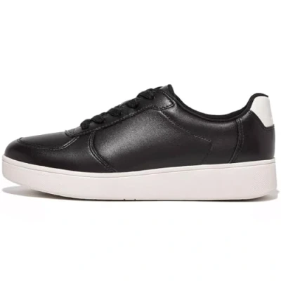 Image of Fitflop Women&#039;s Rally Leather Panel Sneakers, Black, 5 UK