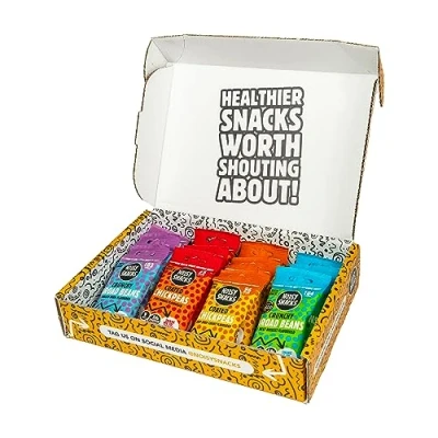 Image of Noisy Snacks Healthy Snack Gift Box Chickpea &amp; Broad Beans Hamper Vegan Variety Pack Low Calorie, High Protein, Gluten Free, Full of Fibre Gifts (25g x 12)