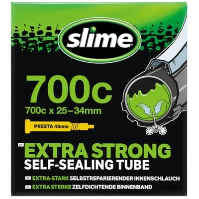 Image of Slime 30062 Bike Inner Tube with Puncture Sealant, Self Sealing, Prevent and Repair, Presta Valve, 28/32 622mm (700x28/32c)