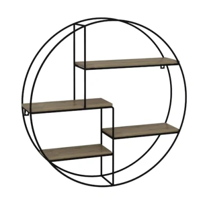 Image of Vicco Wall shelf Fyrk, Oak/Black, 55 x cm Round