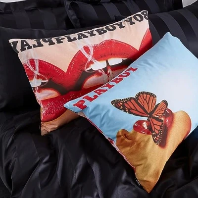 Image of Playboy Iconic Covers Reversible Standard Pillowcase Pair Blue Red
