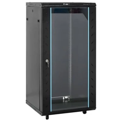 Image of vidaXL 22U Network Cabinet 19&quot; Standard/19&quot; Compatible Cold Rolled Steel Black 60x60x120 cm Removable Panels Lockable
