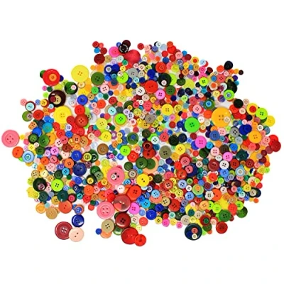 Image of Bright Ideas 500g Mixed Buttons for Craft Activities, Multi Coloured Knitting, Sewing and Crafting, Assorted Christmas Art Crafts Kids Decorative DIY