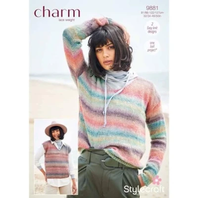 Image of Stylecraft 9881 4ply Adult Sweater Tank Top Knitting Pattern