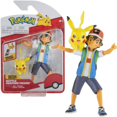 Image of AB Gee 674 PKW2473 EA Pokemon Battle Feature 4.5in Fig Ash and Pikachu, red
