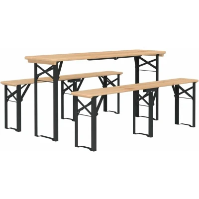 Image of vidaXL 3 Piece Folding Beer Table Set Solid Wood Fir