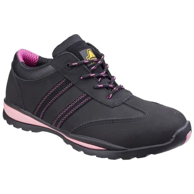 Image of Amblers Womens FS47 Heat Resistant Lace Up Safety Trainer Black Leather Size UK 9