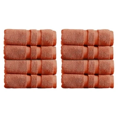 Image of Christy Chroma Hand Towels Set Pack of 8 Highly Absorbent Heavyweight 675GSM Bold and Bright Soft Velvety Smooth Bathroom 100% Cotton Cayenne Red